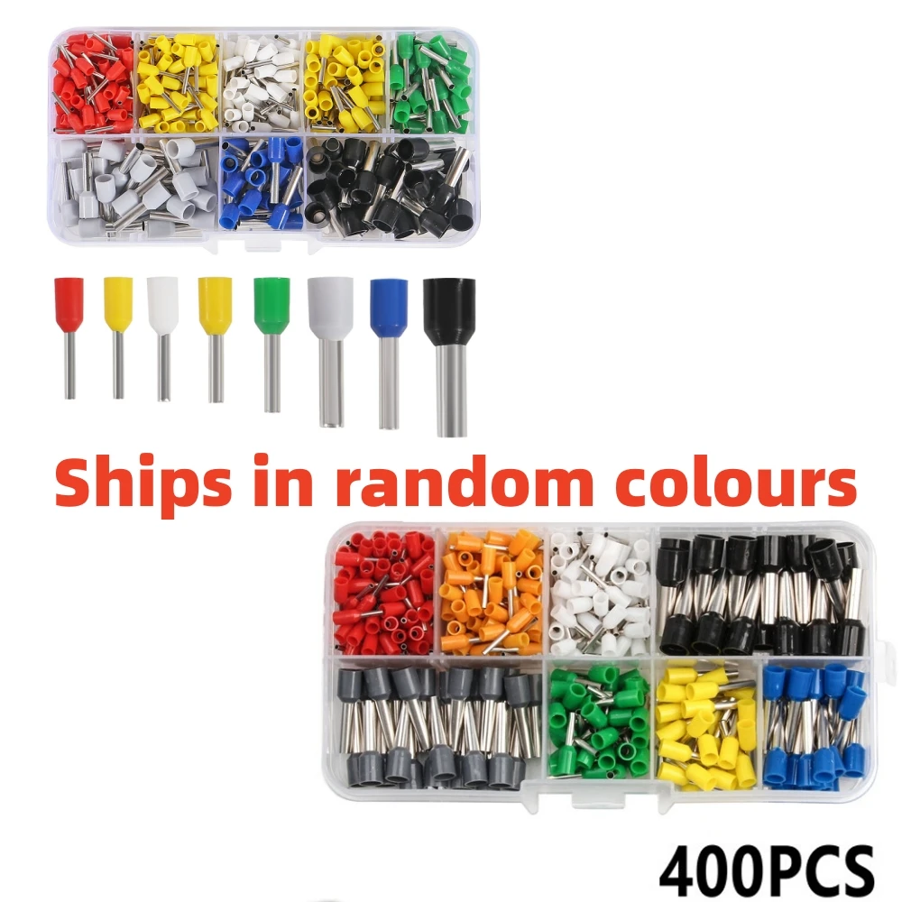 400PCS CRIMP เทอร์มินัลไฟฟ้าหลอดเทอร์มินัลชุด VE TUBULAR BLOCK ปลายสายไฟตัวเชื่อมต่อสายไฟ