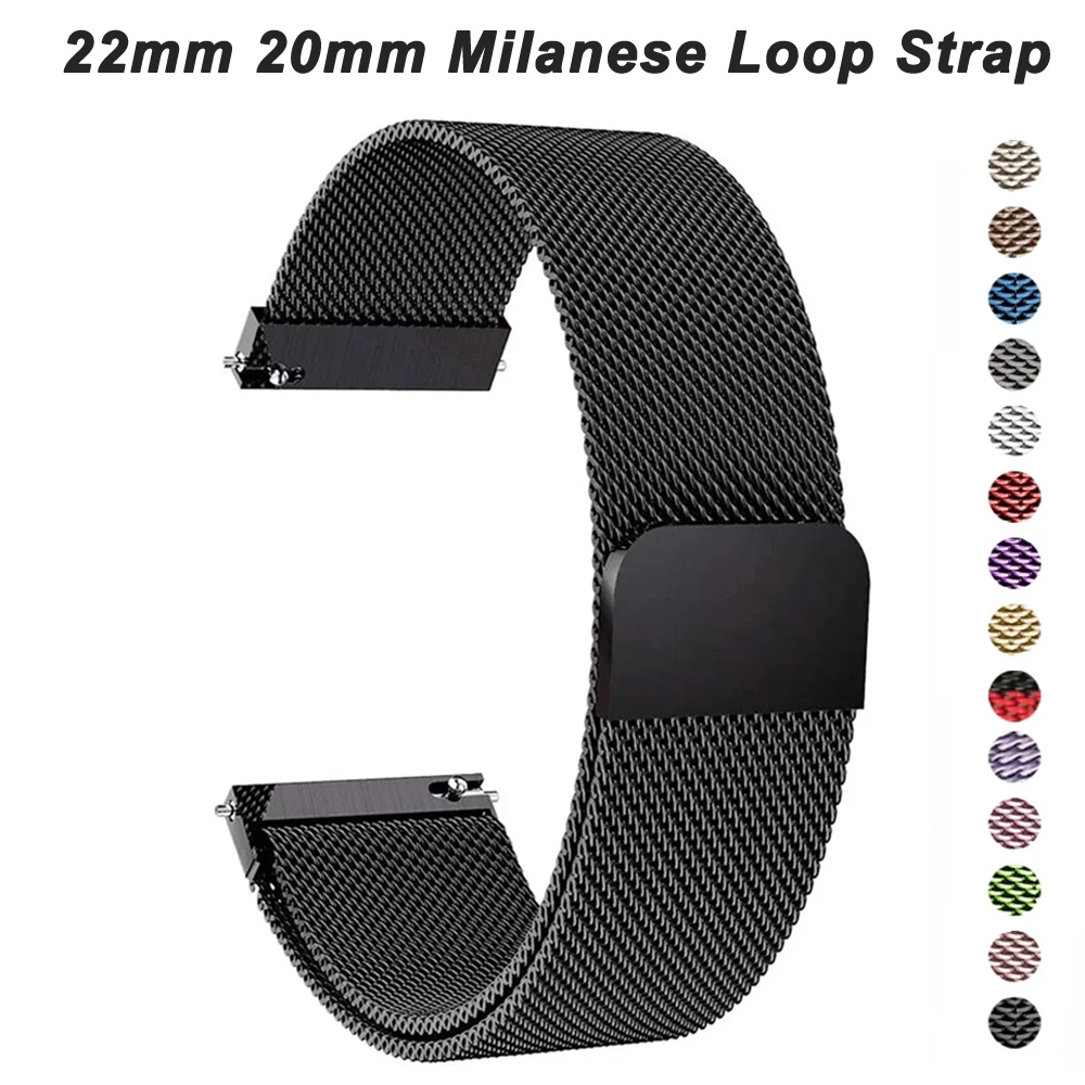 Pasek Milanese 18mm 20mm 22mm do Samsung Galaxy Watch 6 5 4 40 44mm Band Active 2 Gear S3 do Amazfit Bip do Huawei 4Pro GT4