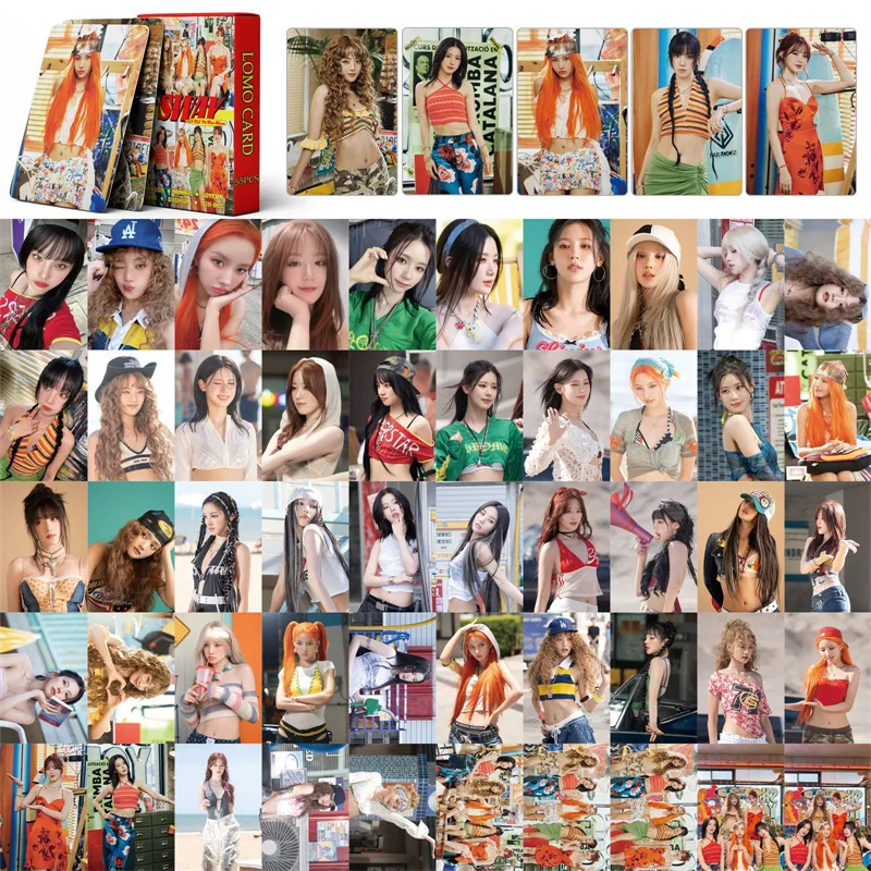 55 ピース/セット KPOP GIDLE アルバム Klaxon LOMO カード SONG YUQI MINNIE SHUWAH I SWAY 美しい写真コレクション ギフト (G) I-DLE ポストカード