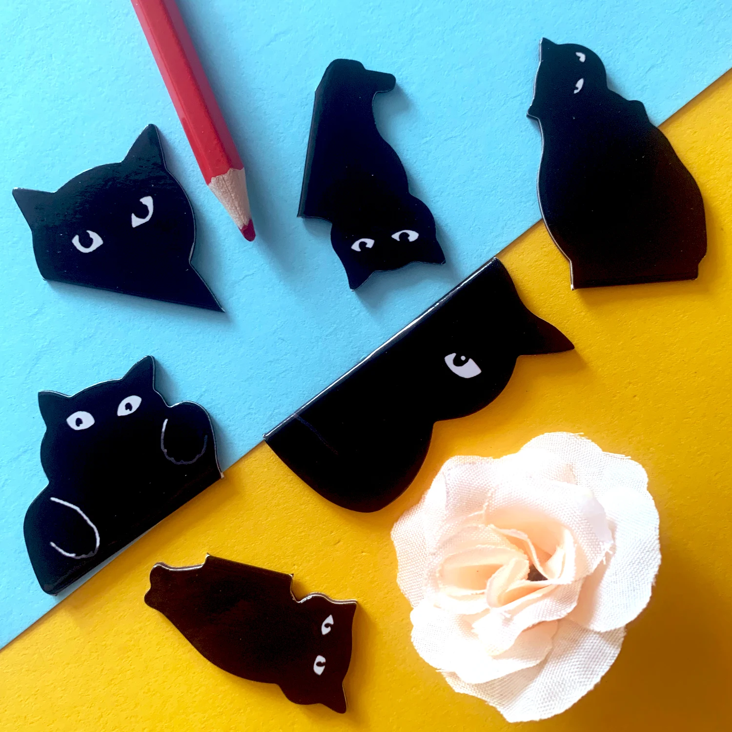 Marcapáginas magnéticos para amantes de los libros, lindos marcadores de gato negro para regalos de amantes de los gatos y estudiantes, profesores, escuela y hogar, 6/12cs