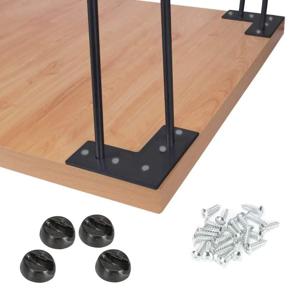 4 pezzi 4-34 "nero hardware raccordo metallo ispessimento piedini barra in acciaio mobili a forma di V due/tre comodini in ferro biforcuti