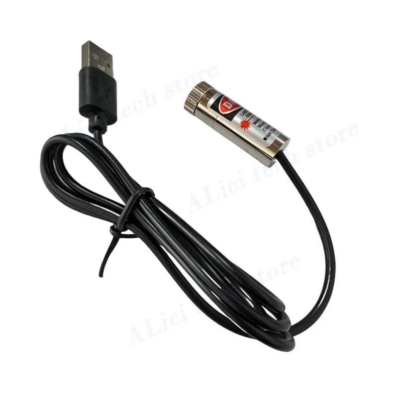Módulo láser con conector USB, 12mm, 5mw, Enfoque Ajustable, cabezal láser de diodo rojo, nivel Industrial, línea de puntos de 650nm, ubicación de haz transversal