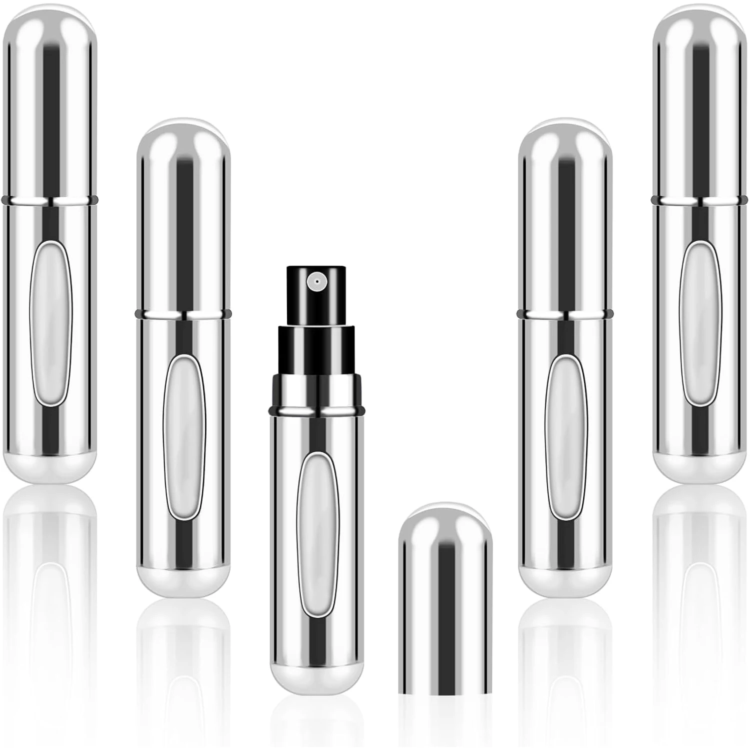 3/5/10/20/30 Uds 5ml Mini atomizador de Perfume contenedor de líquidos portátil para cosméticos viaje Spray de aluminio vacío recargable