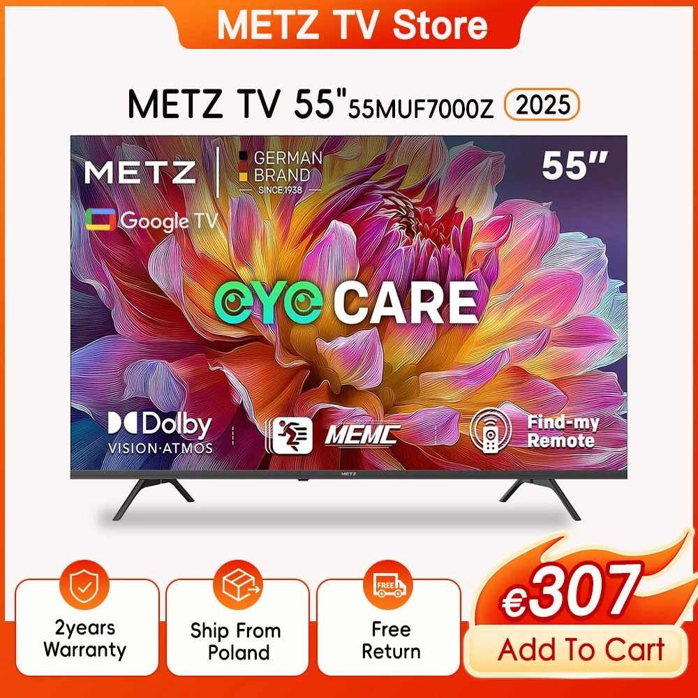 Telewizor Metz 43 cale 4K UHD Smart LED TV Google TV HDR 10 MEMC Dolby Audio Google Cast Sterowanie Głosowe Tuner 2025 43MUF7000Z