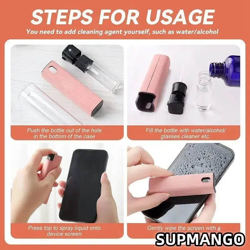 2in1 Mikrofaser Bildschirm Reiniger Sprühflasche Set Handy Ipad Computer Mikrofasertuch Wischen iPhone Reinigung Gläser Tücher