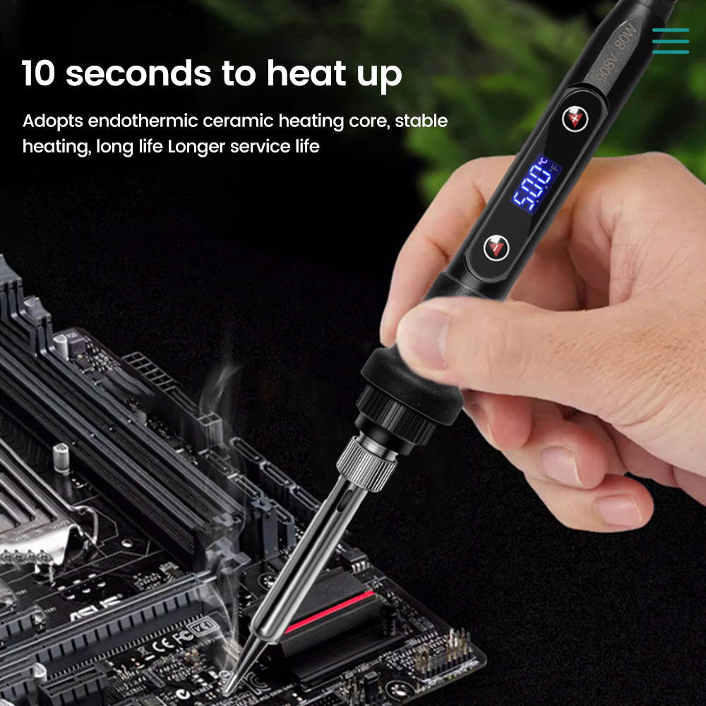 Adjustable Temperature Solder Iron 80W 220V / 110V LCD Electric Soldering Welding Repair Hand Tools