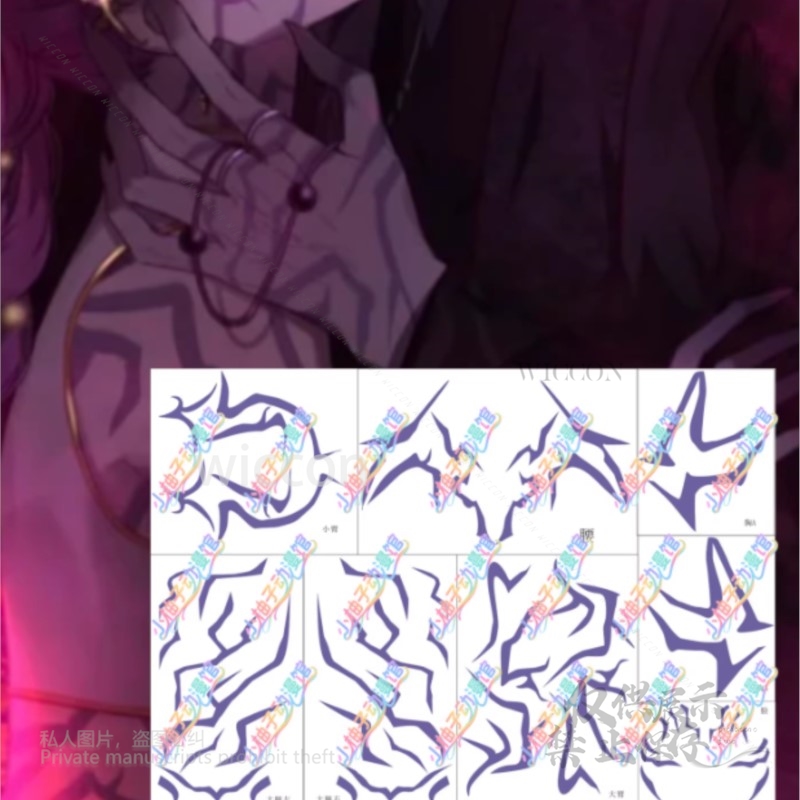 Anime Huntrix Demo N Hunters k-pop Devil Boys Jinu Rumi tatuaje Prop cuerpo pegatinas de rayas Cosplay disfraz fiesta de Halloween