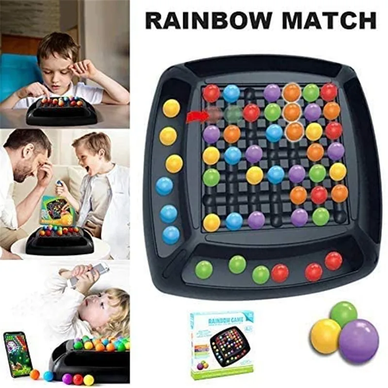 Cầu Vồng Bóng Phù Hợp Với Đồ Chơi Nhiều Màu Sắc Vui Nhộn Xếp Hình Bàn Cờ Vua Trò Chơi Với 80Pcs Hạt Nhiều Màu Thông Minh Não Bộ Trò Chơi Đồ Chơi Giáo Dục