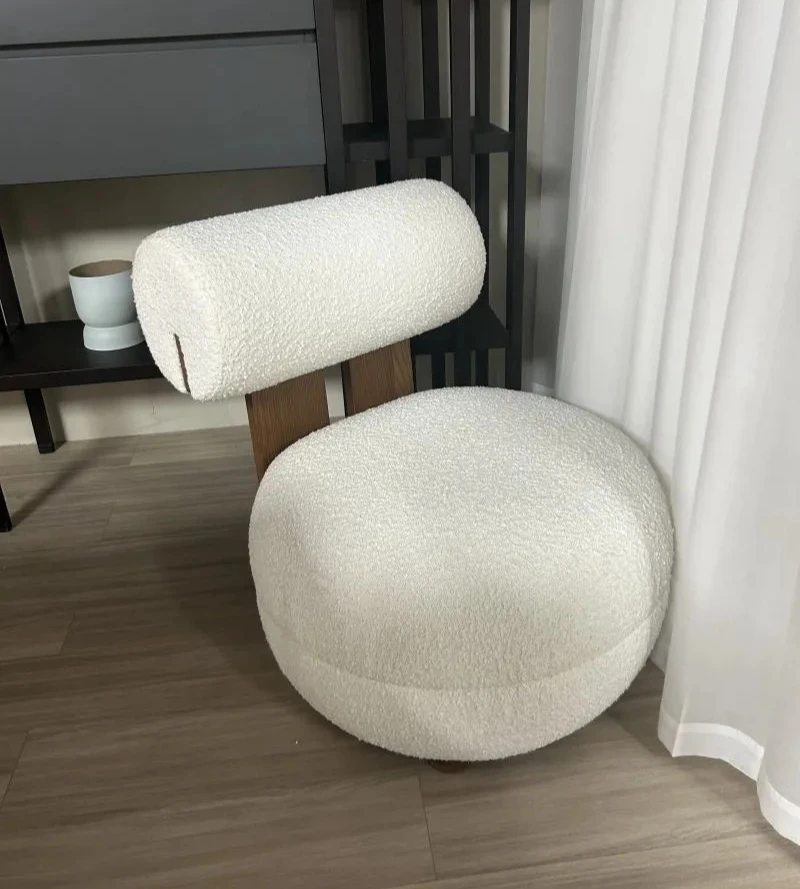 Nordic, Solid Wood, Sofa Chair, Modern, Light Luxury, Cream Style, Living Room Lazy Lamb Wool, Hippo Chair, Single, Casual Chair