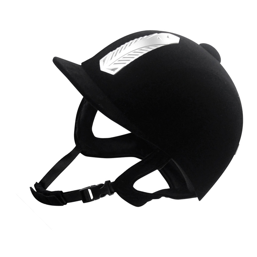 Chapéu de equitação de veludo ajustável, forro macio, proteção total, sem pressão no pescoço, capacete equestre, preto, 56cm