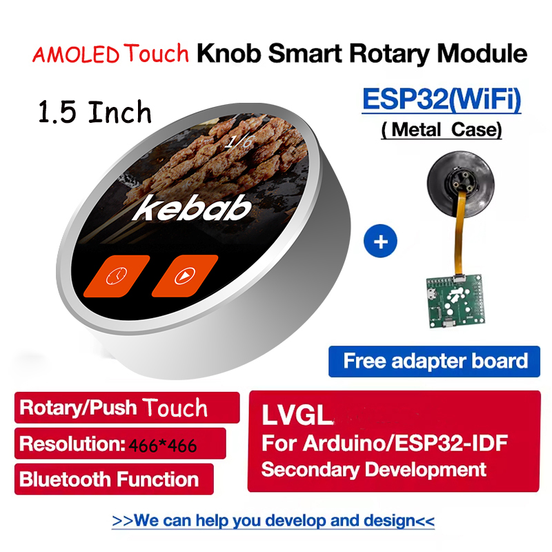 1,5-calowy 466*466 IPS OLED ESP32 S3 LVGL Ar-duino Development Okrągłe pokrętło Obrotowy wyświetlacz dotykowy z Wi-Fi