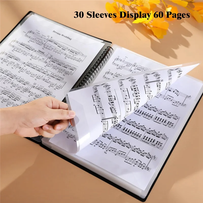 Newest Sheet Music Folder, 60 Pages, Sheet Music/Holder,Fits Letter Size A4, Writable & Detachable Choir Folder (Black)
