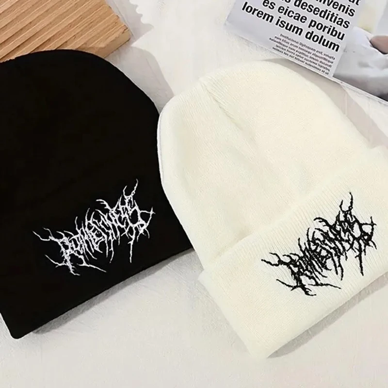 Gorros de punto para hombre y mujer, gorros cálidos de estilo gótico, Punk, a la moda, de acrílico, para mantener el calor, para invierno, 100%