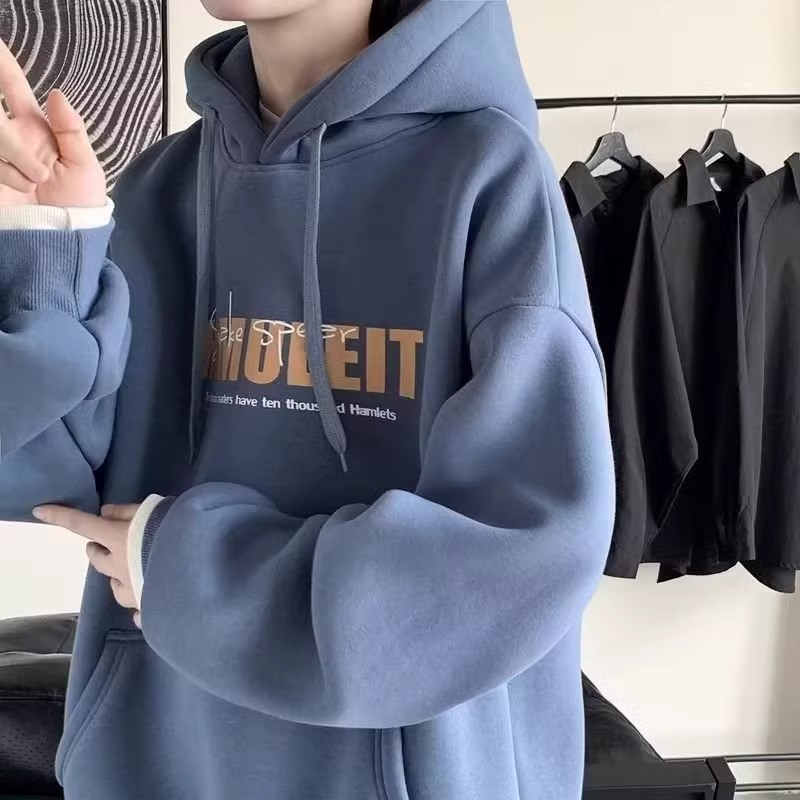 기모 후드티 청춘 유행 가을 겨울 루즈핏 기모 두꺼운 남성용 후드티 스웨트셔츠 후드티 스웨트셔츠 후드티