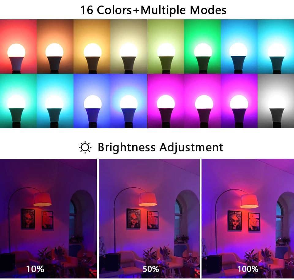 16 Color RGB Colorful Infrared Remote Control Bulb 24 Key Remote Control Spotlight Color Changing Party Atmosphere Light