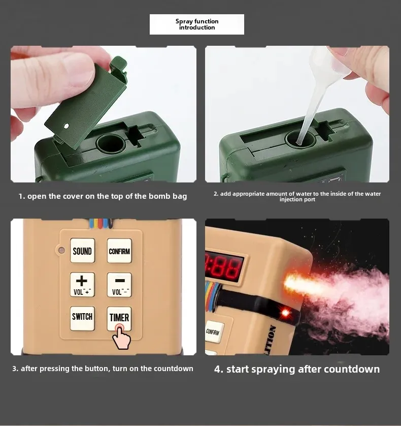 New Tactical explosive Pack Toy Airsoft Children's Smoke Grenade Toy with Light Sound Effects for CS Cosplay Game Boys Best Gift