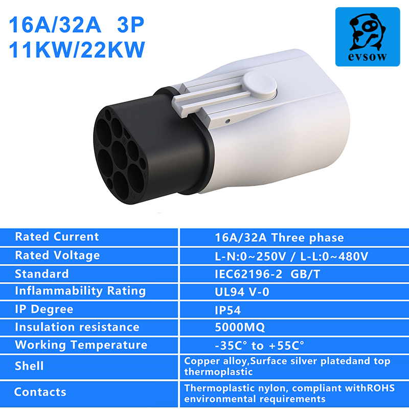 evsow Type 2 To GBT Adapter EV Charger Adapter For Electric Vehicle Charging Transducer Adapter EV Connector 16A 32A Adapter