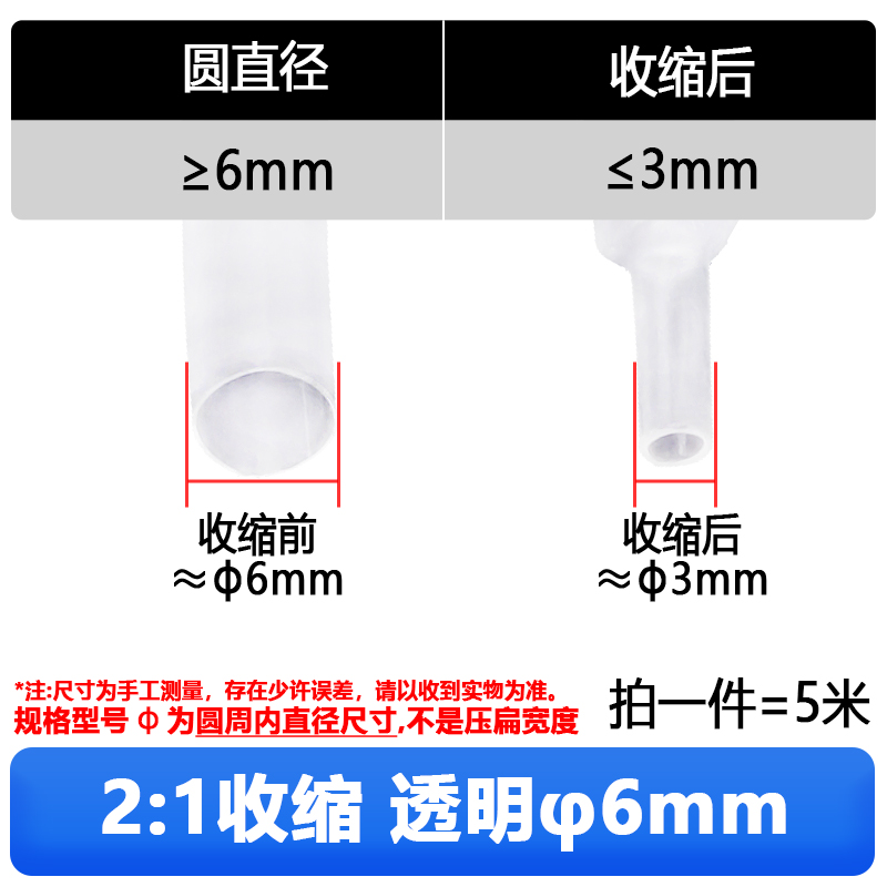 1Meter Heat Shrink Tube Shrinkabl Clear 2:1 0.6mm 0.8/1/1.52/3/4/4.5/5/6/8/9/10/12/14/15/16/18/20/22/25/28/30/40/45/50mm ALL