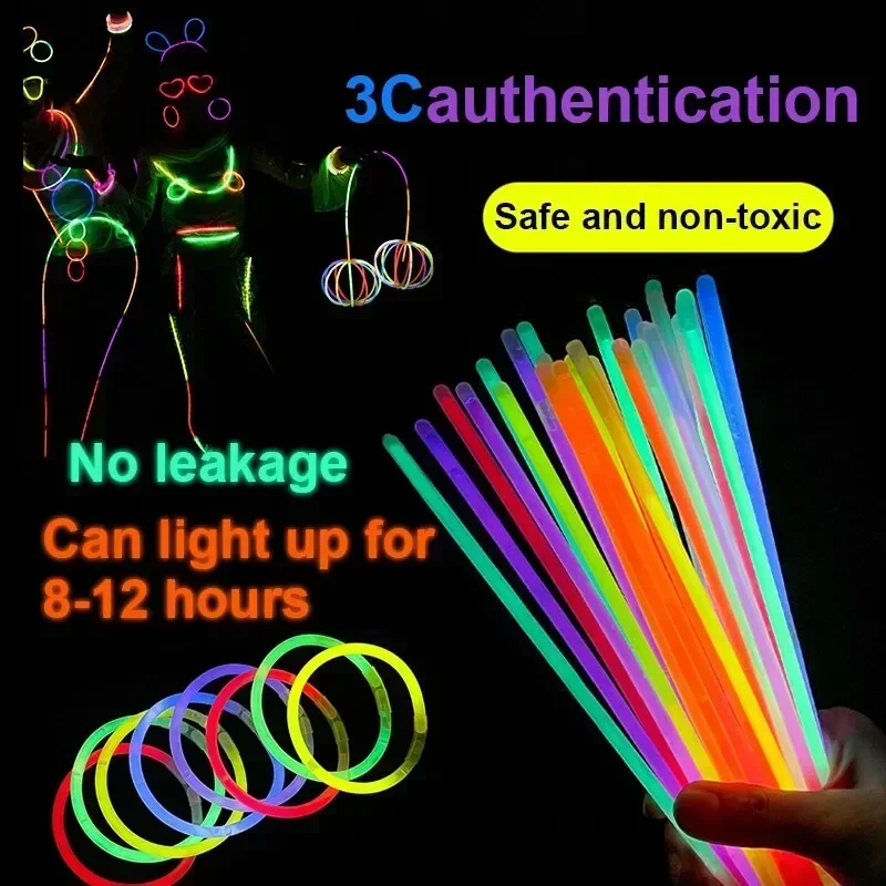 Fluorwisdom-Bâtonnets Lumineux Colorés pour Décoration, Bracelets, Collier Amusant, Néon, ixde Mariage, Noël, Halloween