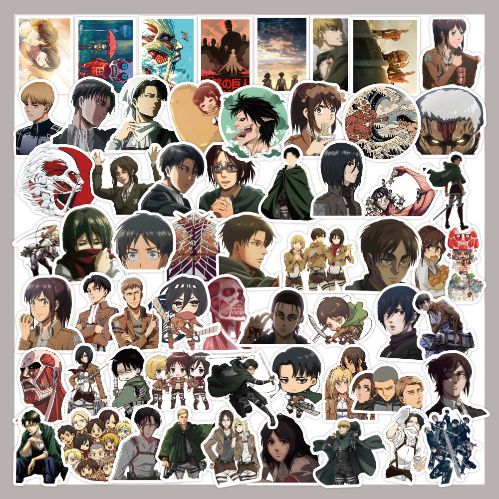 10/30/50 Uds pegatinas de dibujos animados Attack on Titan Anime Cool calcomanía impermeable Graffiti papelería portátil Notebook coche chico DIY pegatina