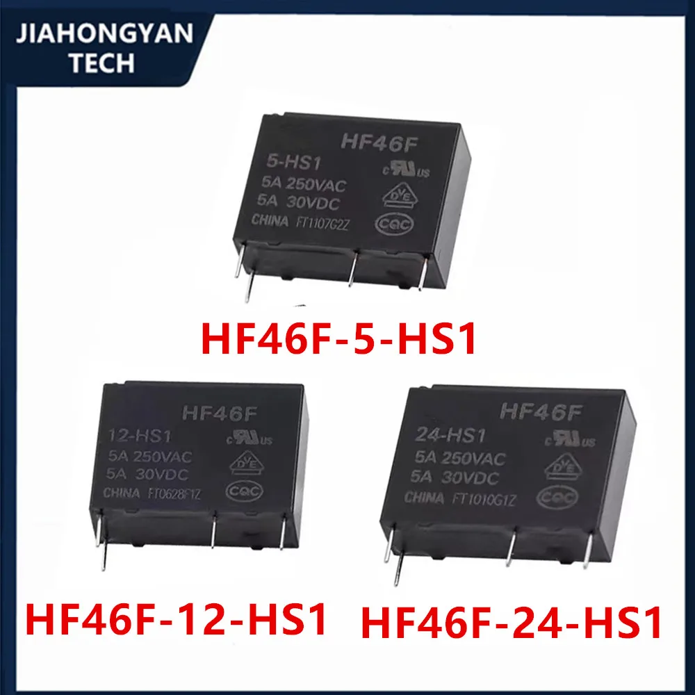 5pcs 10pcs original Relais HF46F-5-HS1 HF46-12-HS1 HF46F-24-HS1 einem Satz von normaler weise offenen 5a 4-polig