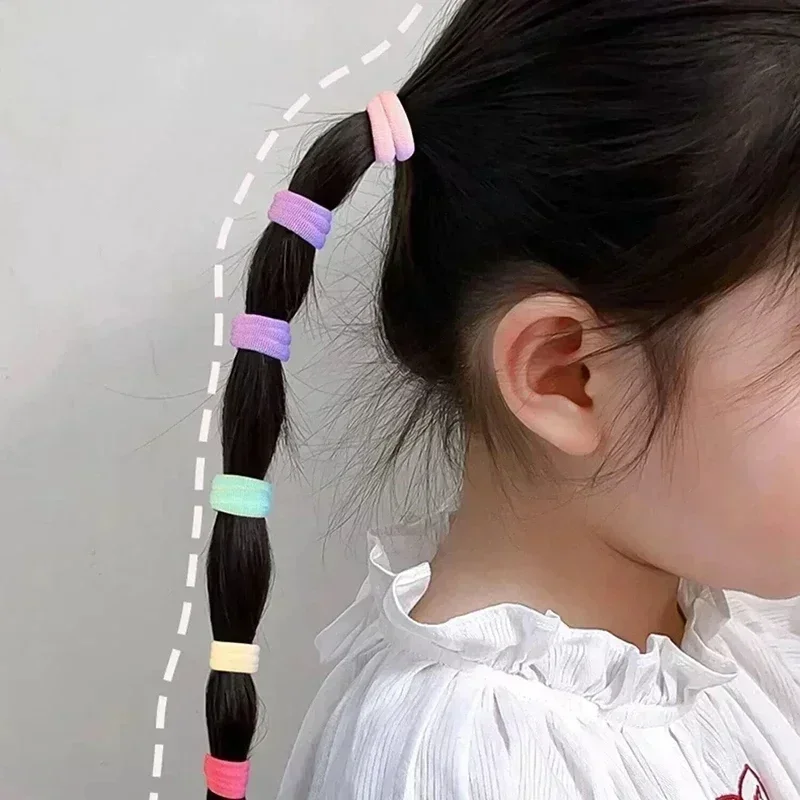 Colorful Basic Nylon Ealstic Hair Ties for Girls Children Ponytail Hold Scrunchie Rubber Band Kids Basic Hair Accessories