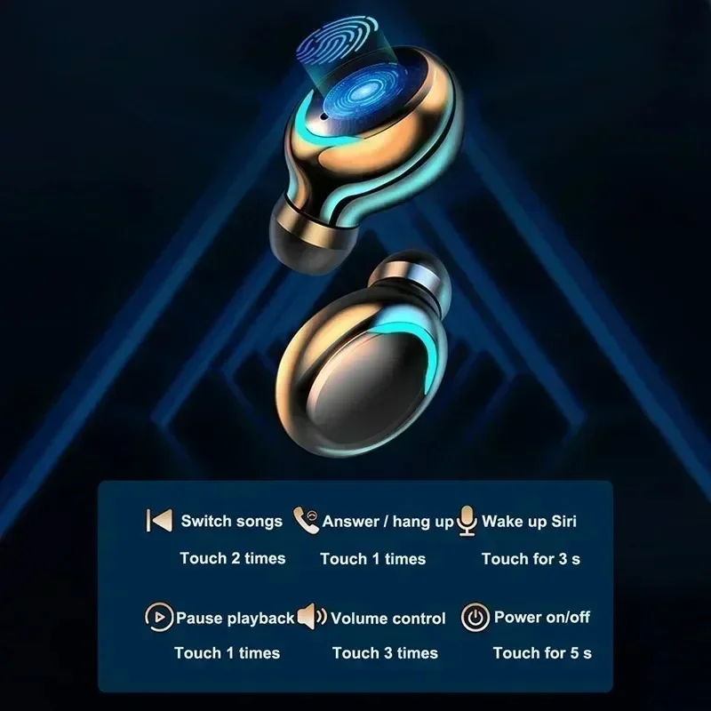 Auriculares TWS Bluetooth 9D estéreo de graves altos auriculares deportivos manos libres Control táctil Tws auriculares inalámbricos auriculares impermeables