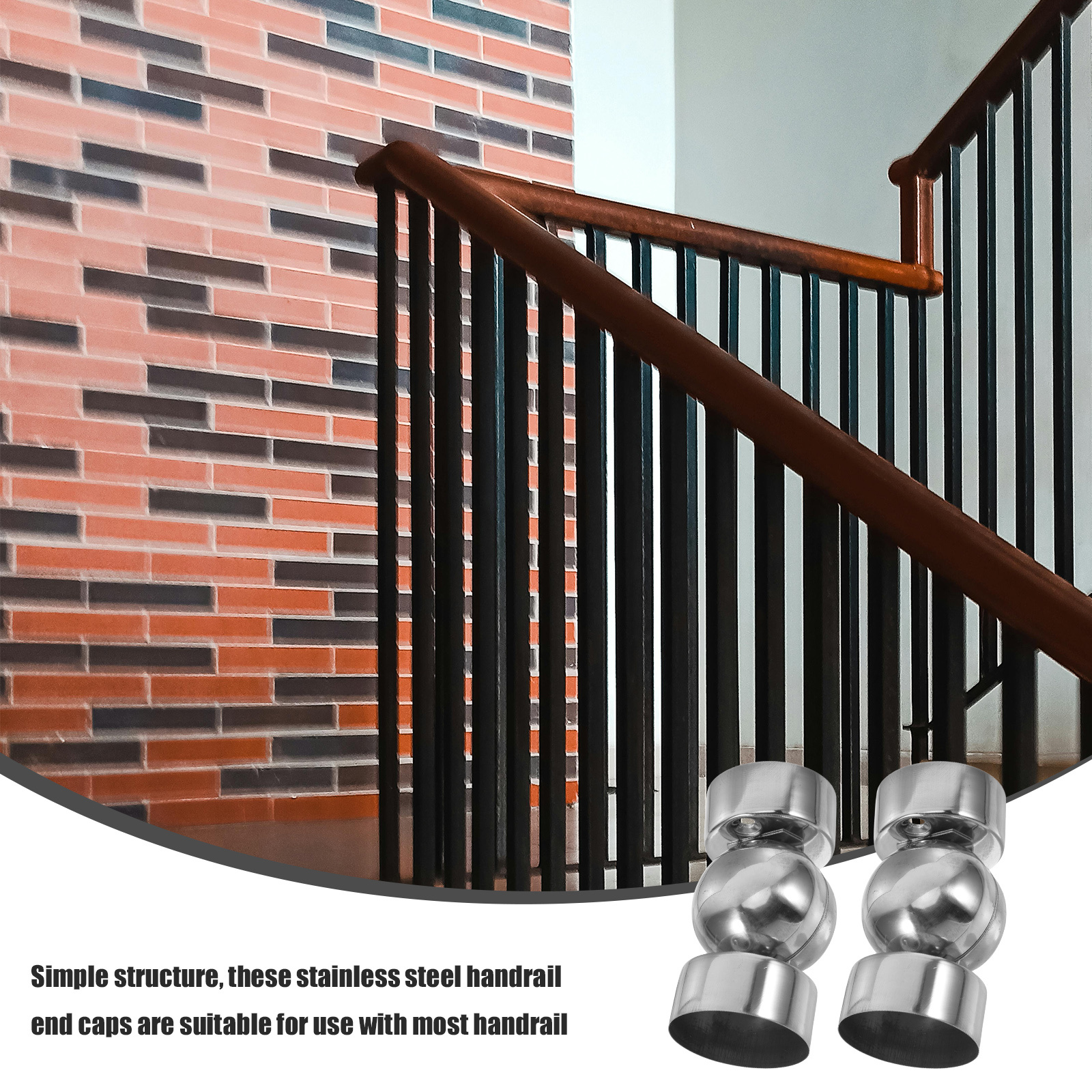 Edelstahl-Treppenhandlaufbeschläge, Endkappen, Rundrohr-Pfostenbasen, einfache Installation, langlebige Metallhandläufe, Kappe für den Außenbereich