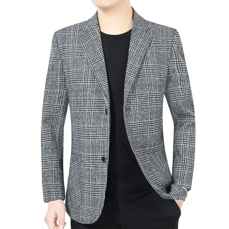Nova primavera outono negócios ternos casuais jaquetas casacos homens xadrez blazers jaquetas masculino formal wear fino ajuste blazers tamanho 4xl