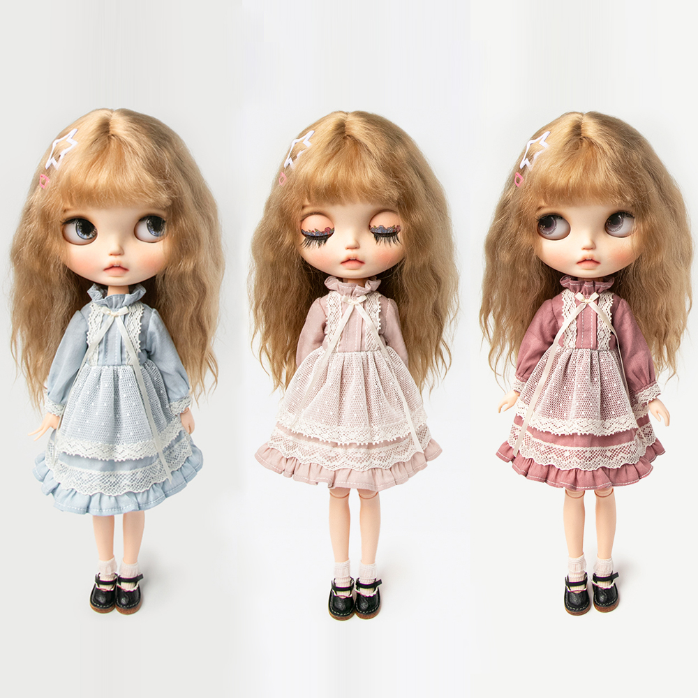 Одежда Blyth, кружевное винтажное платье, рубашка, плиссированная юбка, униформа, комплект юбки горничной, костюм Ymy Licca Azones Ob22 24 27, аксессуары для кукол