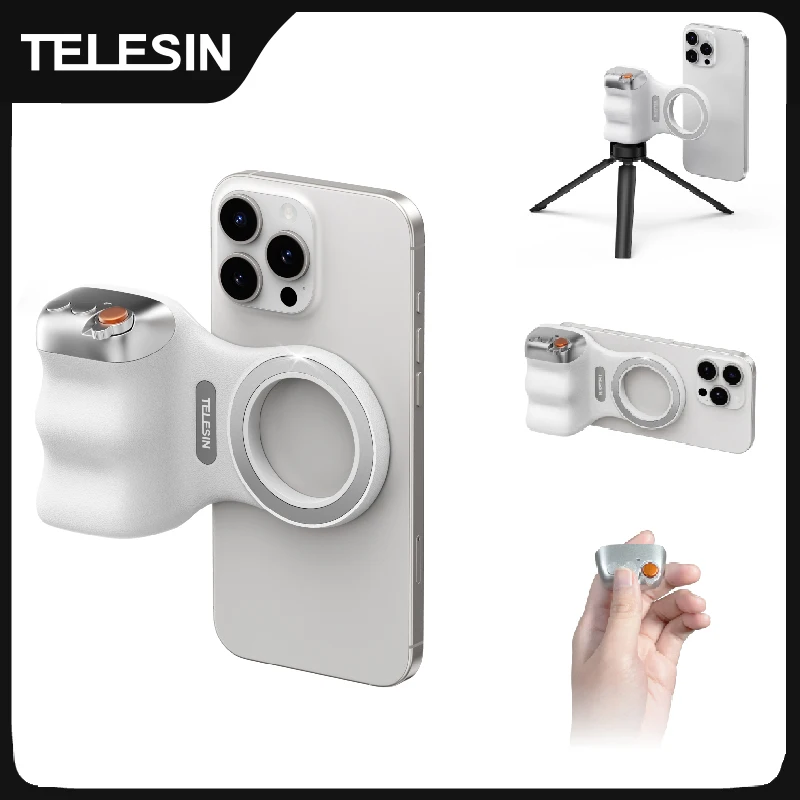 TELESIN Magnetische Telefonkamera Schießen Handgriff Telefonhalter Schießhilfe Fernbedienungsgriff für iPhone HUAWEI SAMSUNG Telefon
