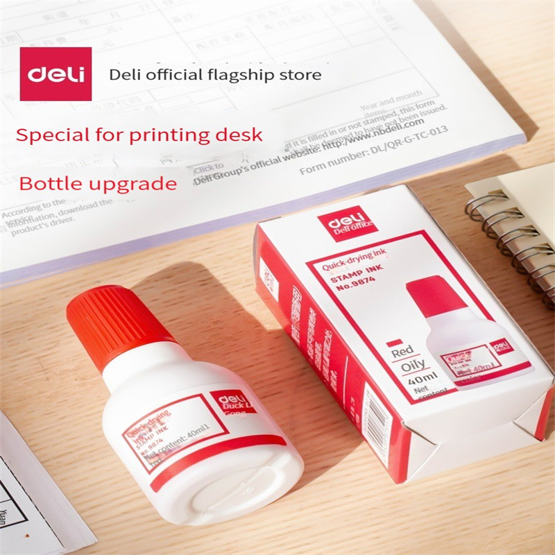 Deli 9874 Rode Inkt Olie Sneldrogend Grote Capaciteit Schone Klei Olie Stempel Inkt Watermerk Modderig Water Sneldrogend Hoge kwaliteit