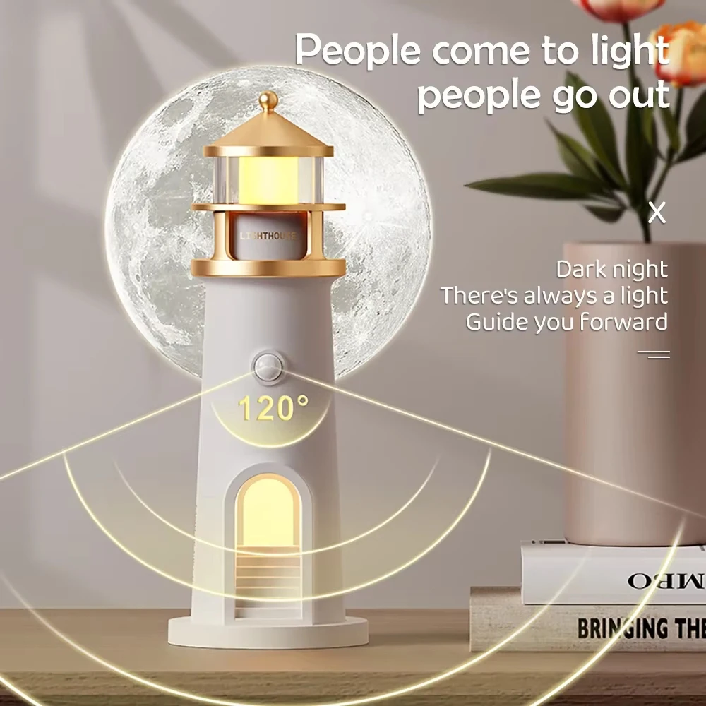 Mond Projektion Leuchtturm Nachtlichter Bluetooth Musik Wiedergabe Motion Sensor Desktop Dekor Nachtlichter Weihnachts geschenk