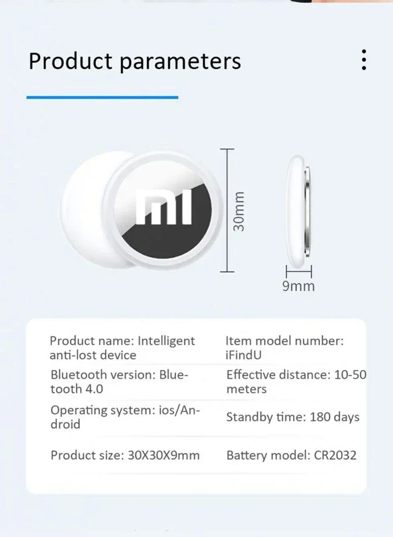Xiaomi Mini Bluetooth 5.0 Tracker AntiLost Device Round Pet Kids Bag Wallet Tracking Smart Finder Locator Air Tag Smart Home
