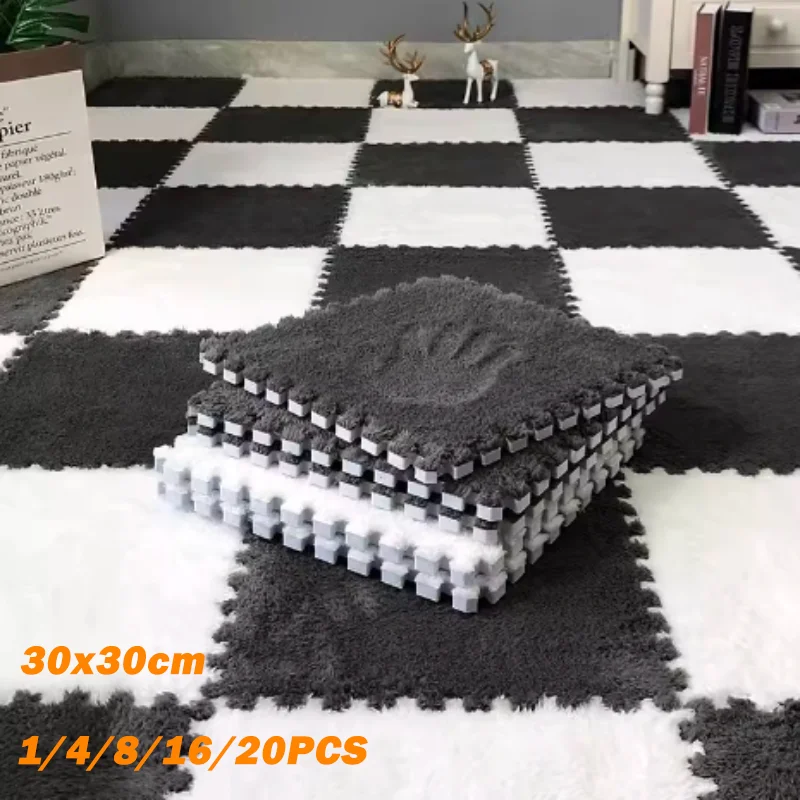 Tapete macio de pelúcia quente para brincar de bebê, tapete de retalhos para quarto de bebê, espuma de eva, azulejos esportivos, tapete de jogo quente para bebês