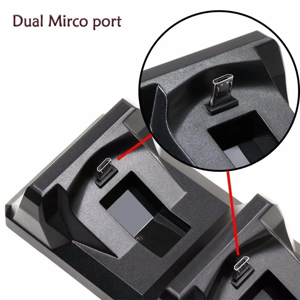 Podwójna stacja dokująca USB do kontrolera PS4 Uchwyt do ładowania gier do bezprzewodowego gamepada Sony PlayStation 4, kontrola ładowarki