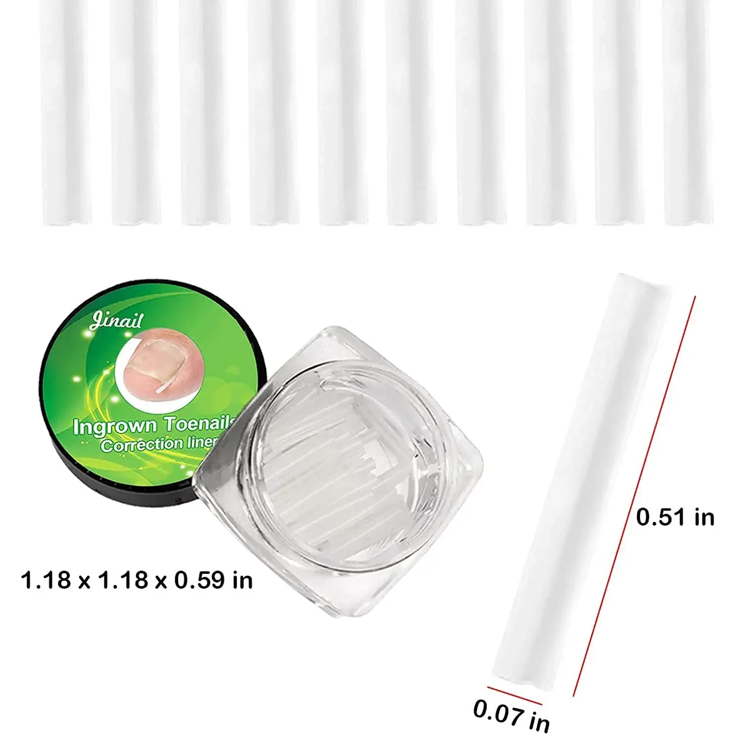 Almohadilla de tubo elástica en forma de C para uñas de los pies, Corrector de uñas encarnadas, herramientas para el cuidado de los pies, tratamiento de Clip alisador de ranura Invisible