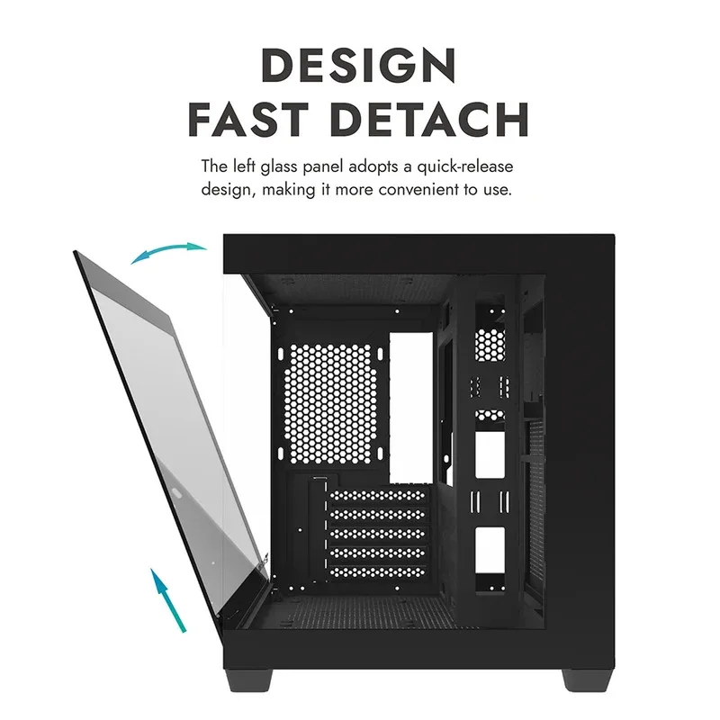 Aigo 275P PC Case Sea View Room Gaming Computer Desktop M-ATX ITX Motherboard  Double-Sided Tempered Glass PC Gamer Cabinet