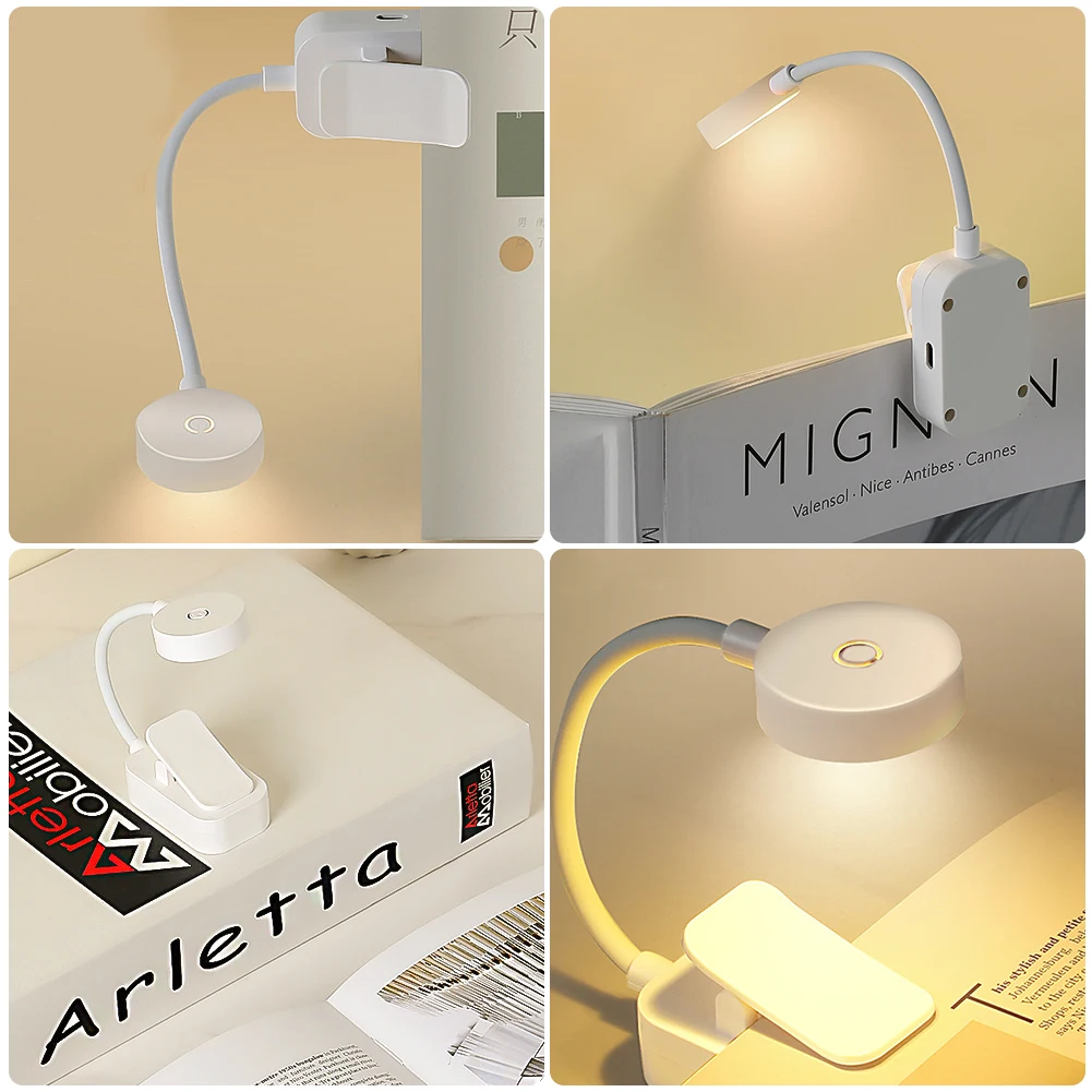 Eye Protection LED Book Light Clip-On Desk Lights Flexible Reading Lamp Adjustable Battery Powered For Bedroom Studying Lighting
