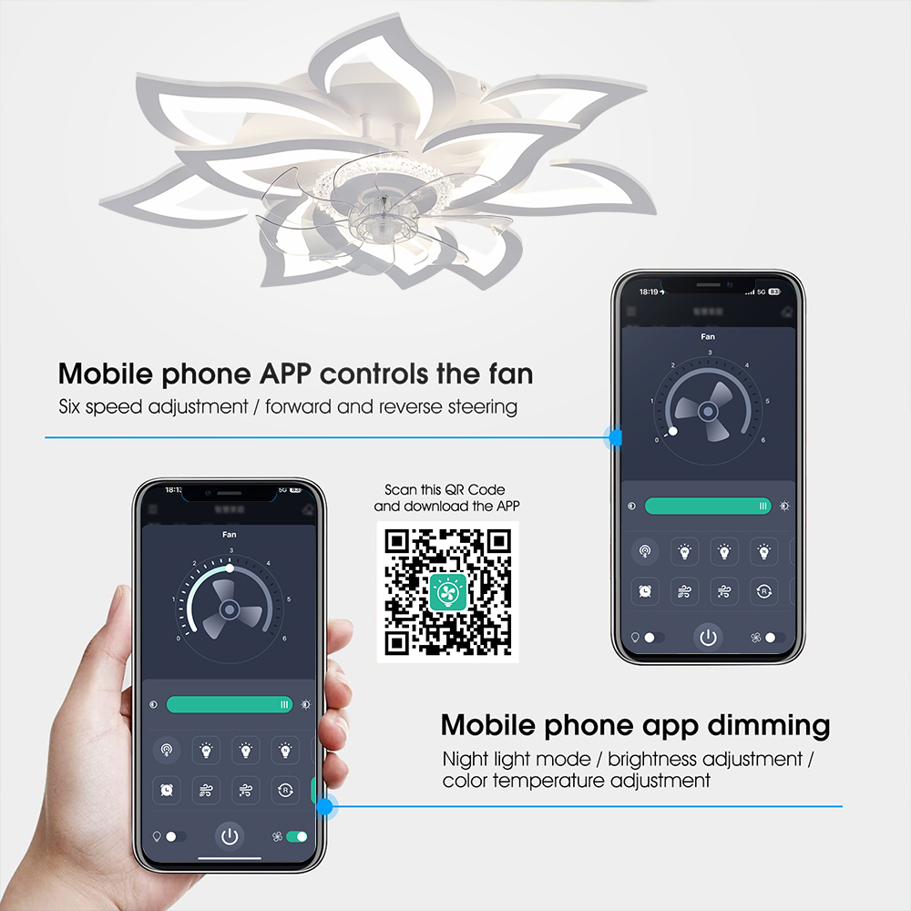 Iralaner Decken ventilator mit Lichtern moderne Blume Unterputz-Decken ventilator für Wohnzimmer, Schlafzimmer, Innen