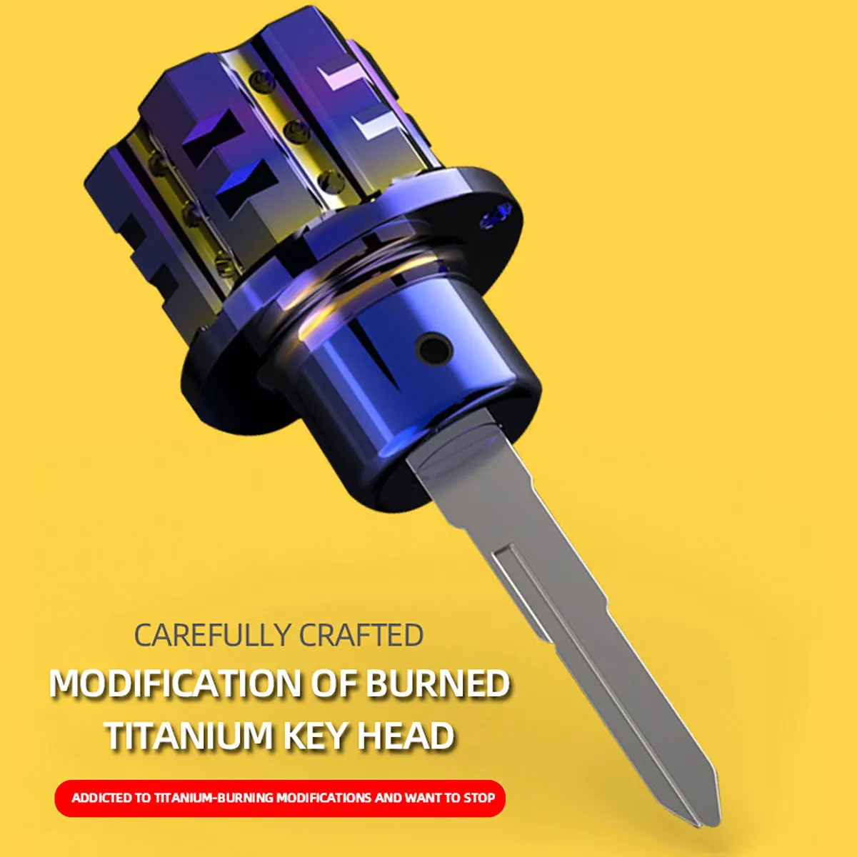 Universal motocicleta carro chave cabeça decoração modificado capa chave azul roxo liga de alumínio titânio queimar hexágono engrenagem chave bit