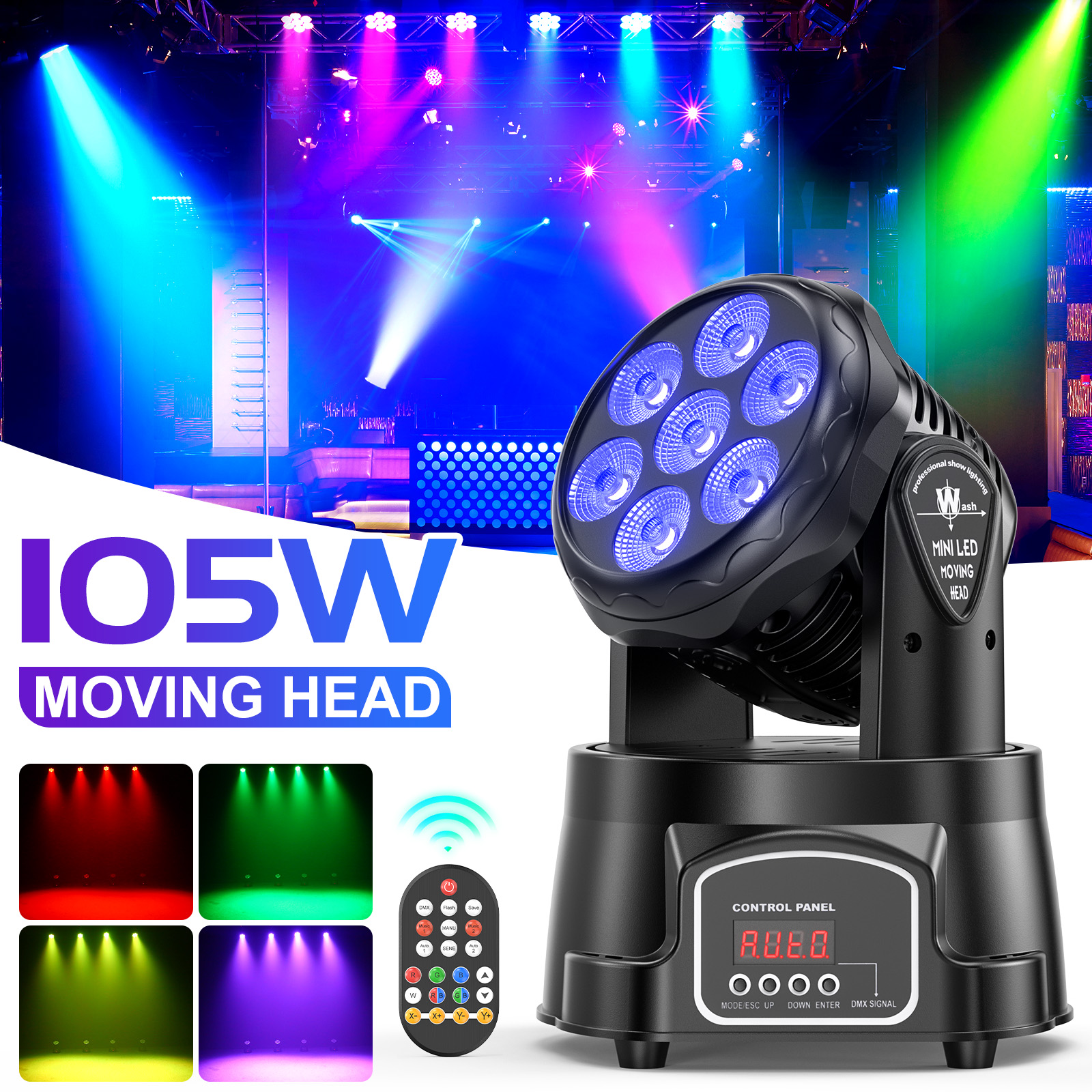 Yiflamefly 2 pièces/ensemble 105W faisceau phares mobiles 7x4W RGBW LED lumières de scène DMX512 spots pour DJ Disco KTV fête de mariage