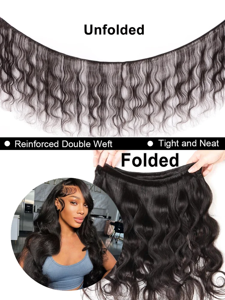 Onda do corpo pacotes de cabelo humano com fechamento cor natural 3 pçs pacotes de cabelo humano com fechamento 4x4 13x4 laço frontal com 3 pacotes