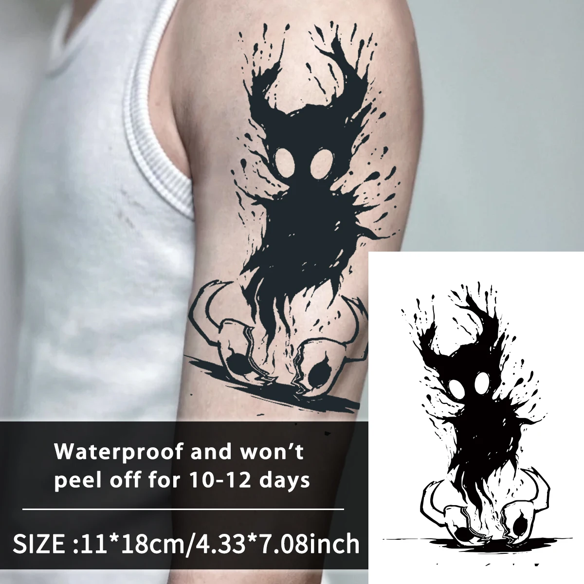 1 Stück Monster wasserdichte temporäre Tattoo-Aufkleber, langlebig, wasserdicht für ein bis zwei Wochen, für Arm, Bein.