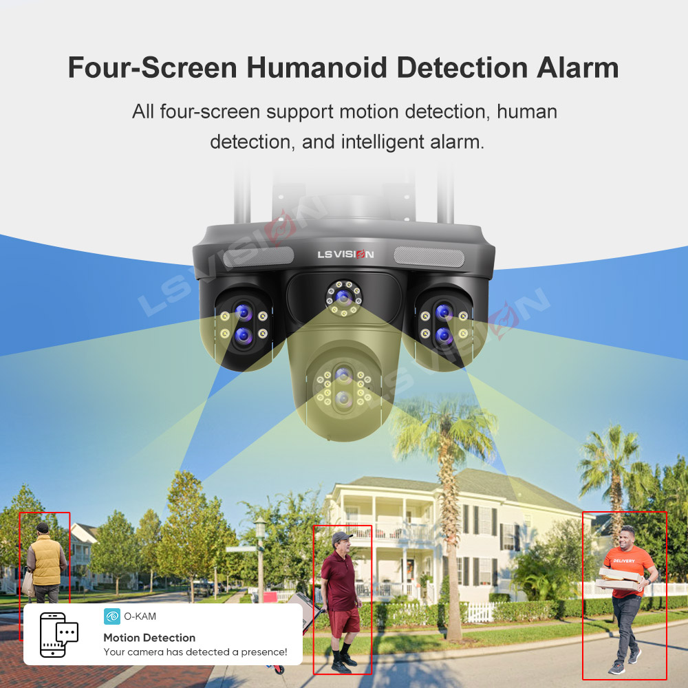 LS VISION 3/4 Screens WiFi IP Camera 10X Zoom Wireless Outdoor PTZ Cam 2 Way Audio Ai Auto Tracking Surveillance Cameras IP66