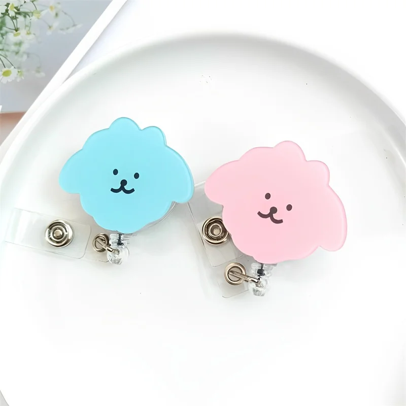 Acrylic Cute Cloud Shape Badge Holder Teacher Student Name Tag Clip Telescopic Rotating Id Buckle Badge Reel Clip Lanyard New