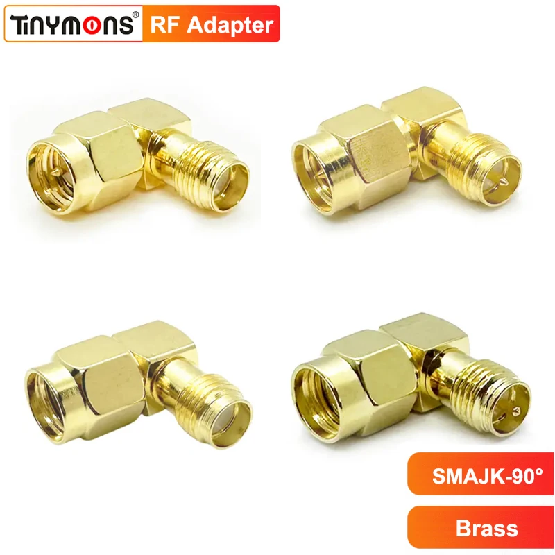 Adaptador RF SMA de 90 grados, polaridad inversa, RPSMA macho a RP-SMA hembra, conector de ángulo recto para antenas de Dron