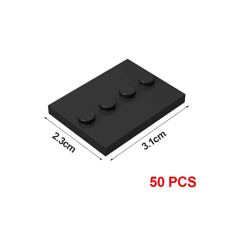 50PCS City Figures Stand 3X4 Dots Base Plate With 4 Knobs Display Holder DIY MOC Building Blocks Accessory Bricks Parts 88646