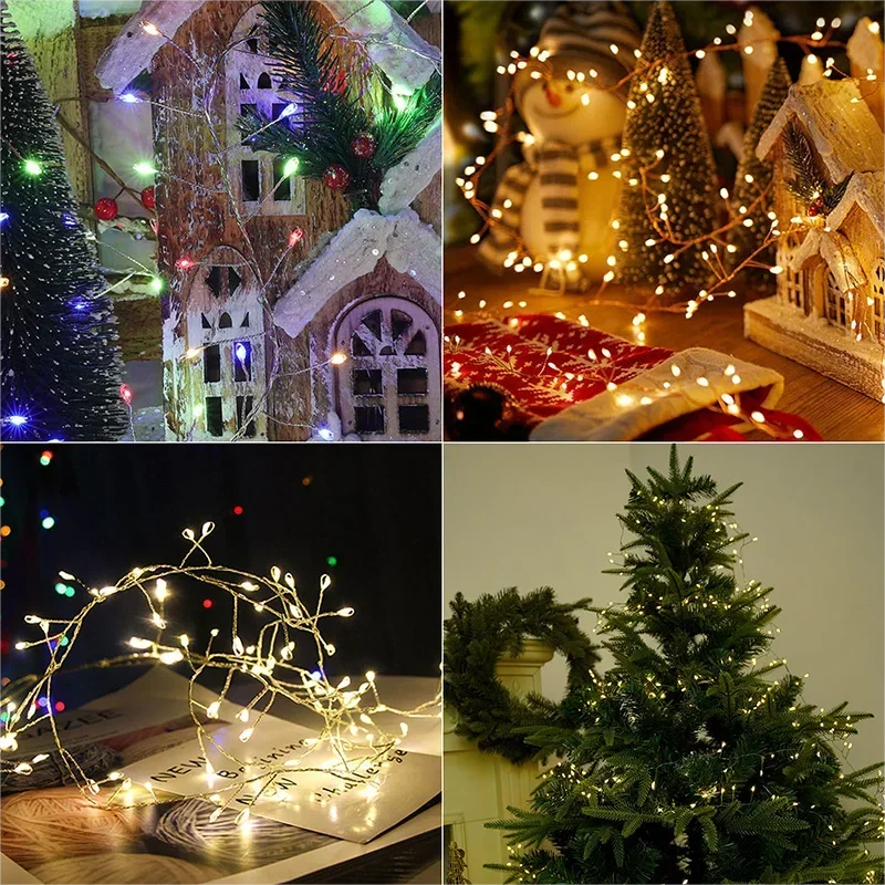 36個のLEDクラスター電球が付いたシルバーワイヤーのフェアリーライト、屋外クリスマスパーティーライトガーランド、新年、ストリート、ホームパーティー、結婚式用