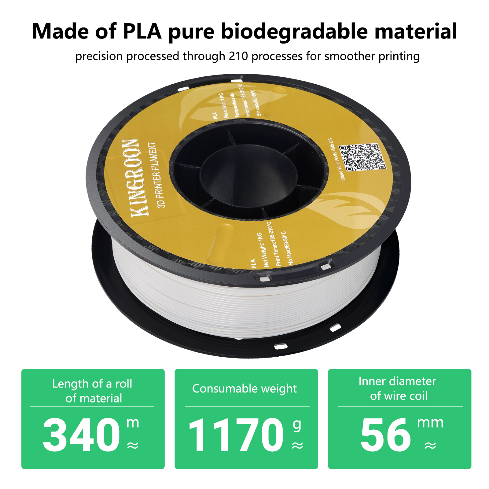 Kingroon PETG フィラメント 1 キロ 1.75 ミリメートル ±0.03 ミリメートル 3D プリンタ、PLA TPU 2.2LBS 3D 印刷プラスチック材料環境に優しい高速配送